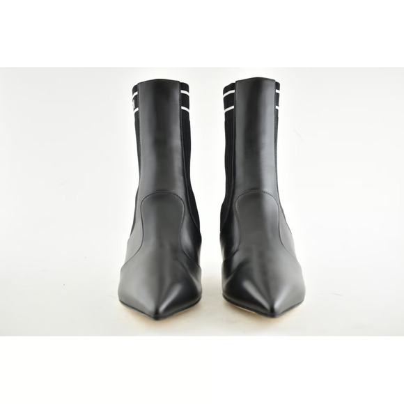 Fendi Rockoko Black Scuba Stretch FF Logo Knit Sock Ankle Kitten Heel Boot 35.5 - Picture 6 of 11